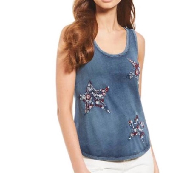 NWT Lucky Brand Embroidered Stars Tank - Picture 2 of 5